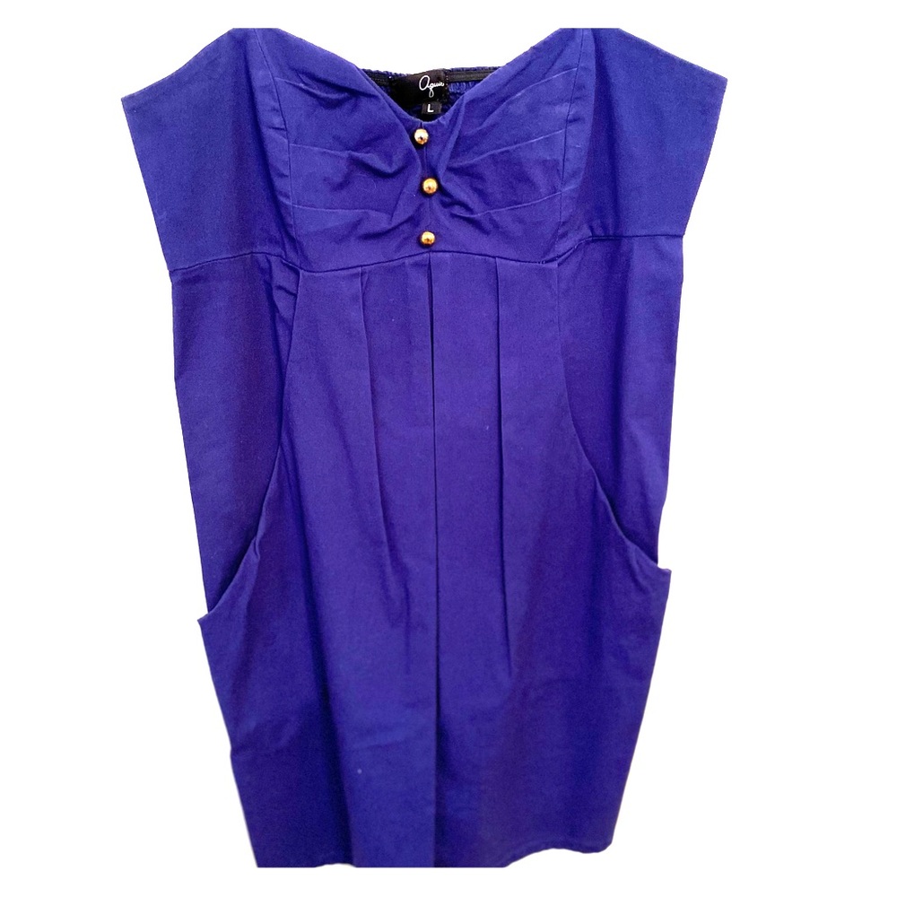 Blue AQUA dress with gold button detail